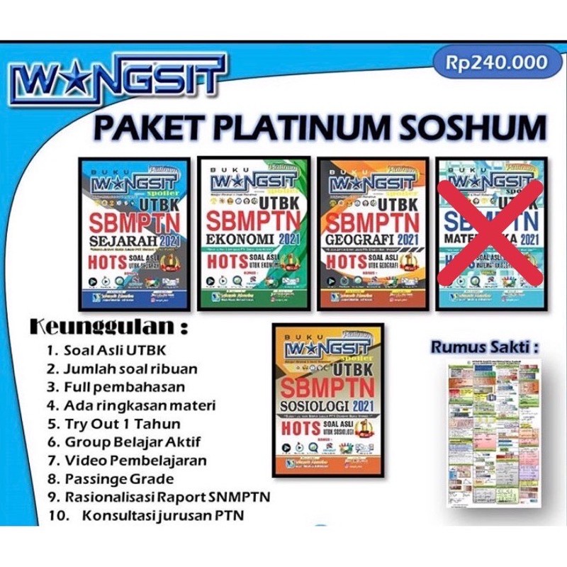 Paket Buku Wangsit Spoiler Utbk Soshum Platinum 2021 Tanpa Matematika Soshum Shopee Indonesia