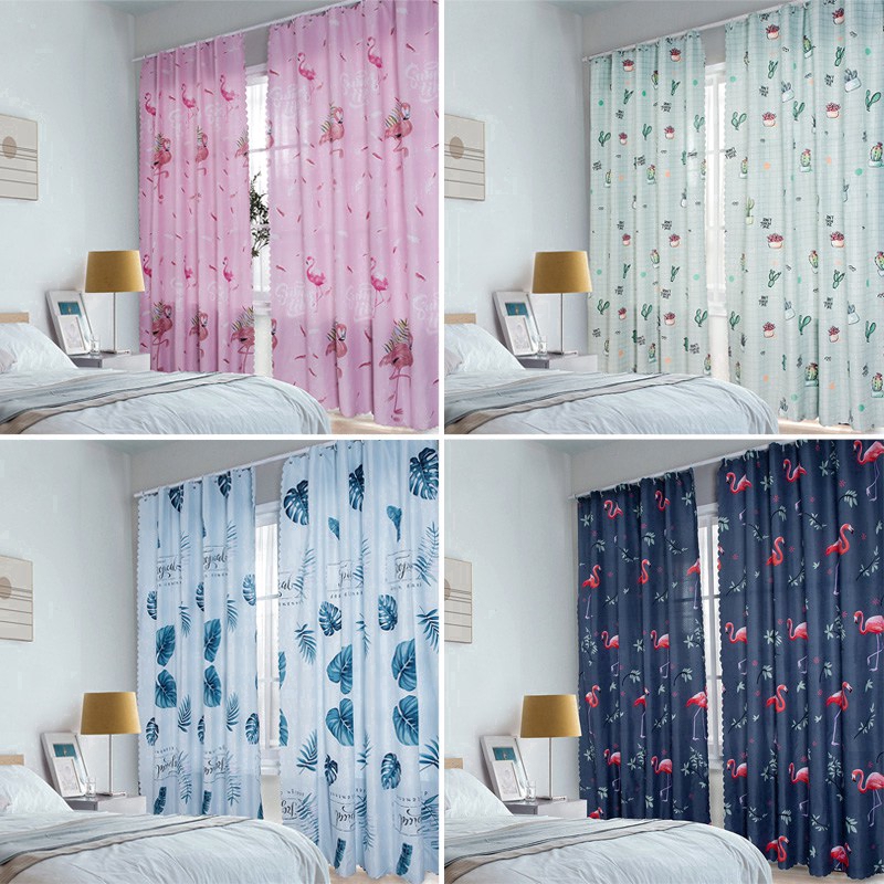 1pc Tirai Jendela Motif Print Bunga Lucu Untuk Kamar Tidur 1pc Tirai Jendela Motif Print Bunga Lucu Untuk Kamar Tidur
