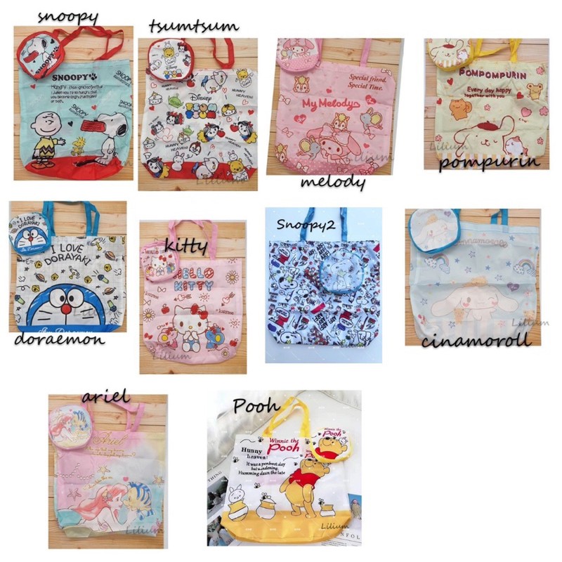 Tas Lipat Serbaguna TL005 Shopping Bag Tote Bag Belanja Sanrio Snoopy