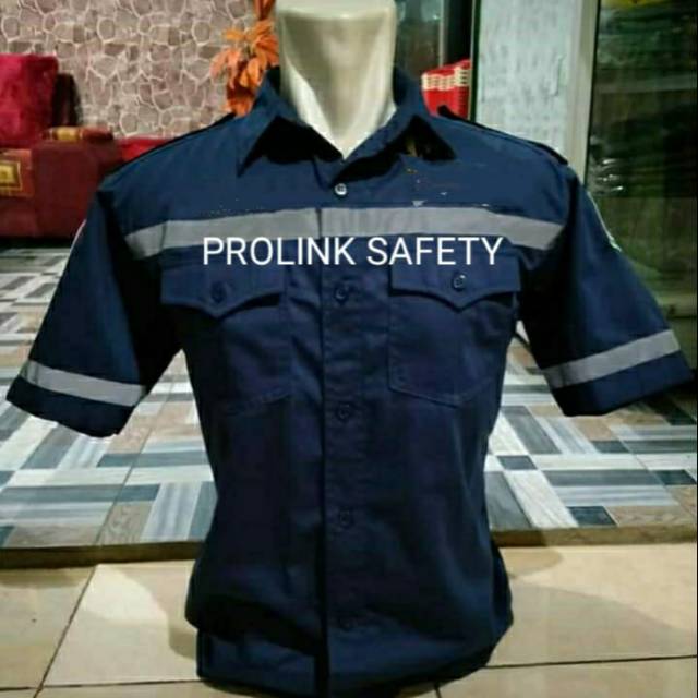 SERAGAM BAJU SAFETY DONGKER LENGAN PENDEK AMERIKA DRILL