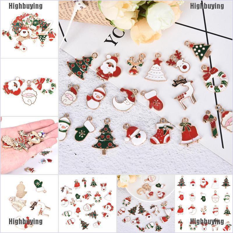 Hbid Glory 20Pcs / Set Liontin Alloy Enamel Campur Tema Natal Untuk Membuat Perhiasan DIY