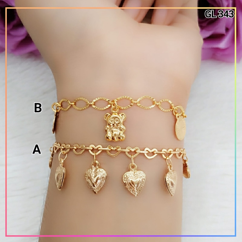 Gelang xuping gelang dewasa jurai rantai love simple perhiasan lapis emas gold GL 343