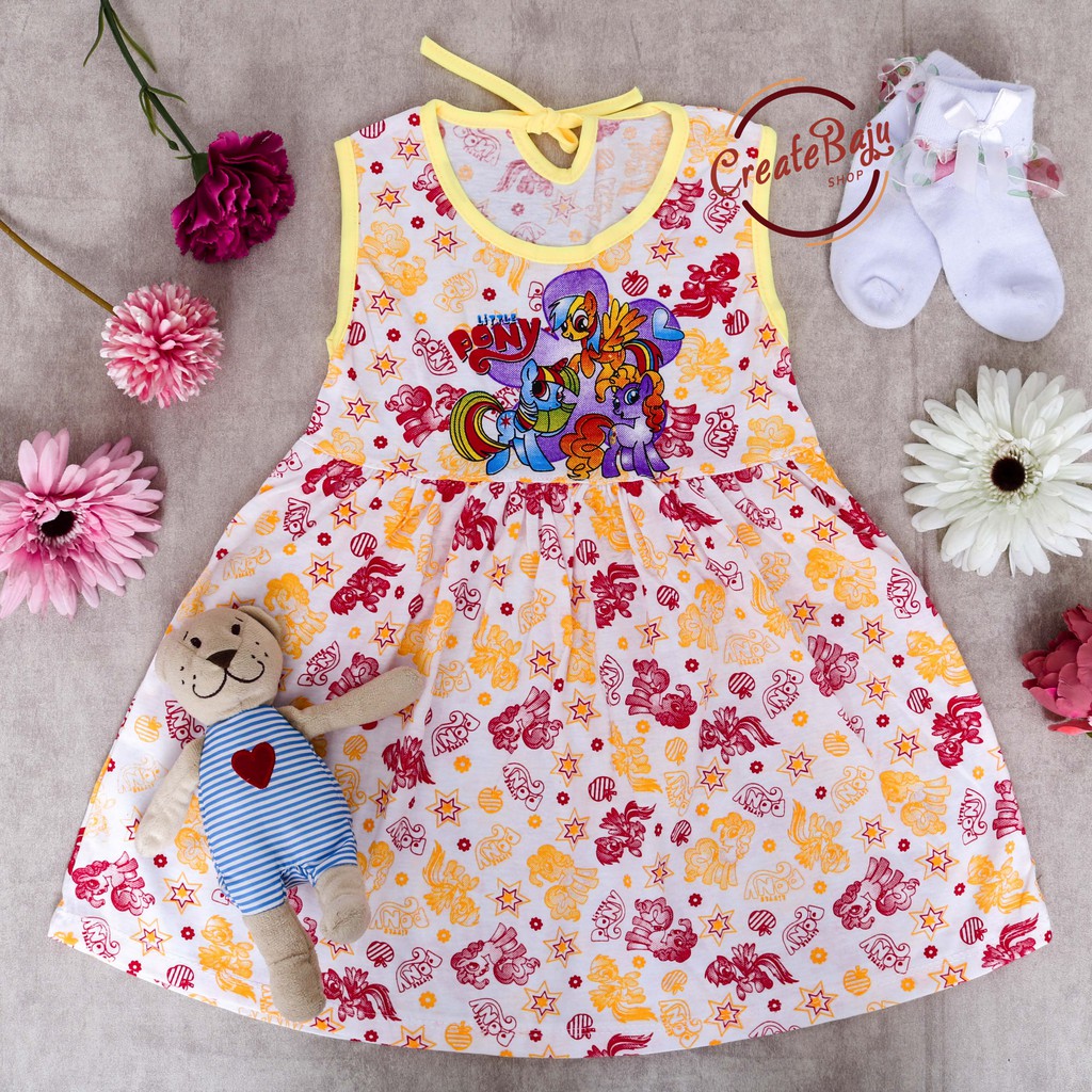 DASTER SINGLET ANAK CEWEK LITTLE PONY LENGAN BUNTUNG S M L XL DRESS ANAK PEREMPUAN TERMURAH FASHION