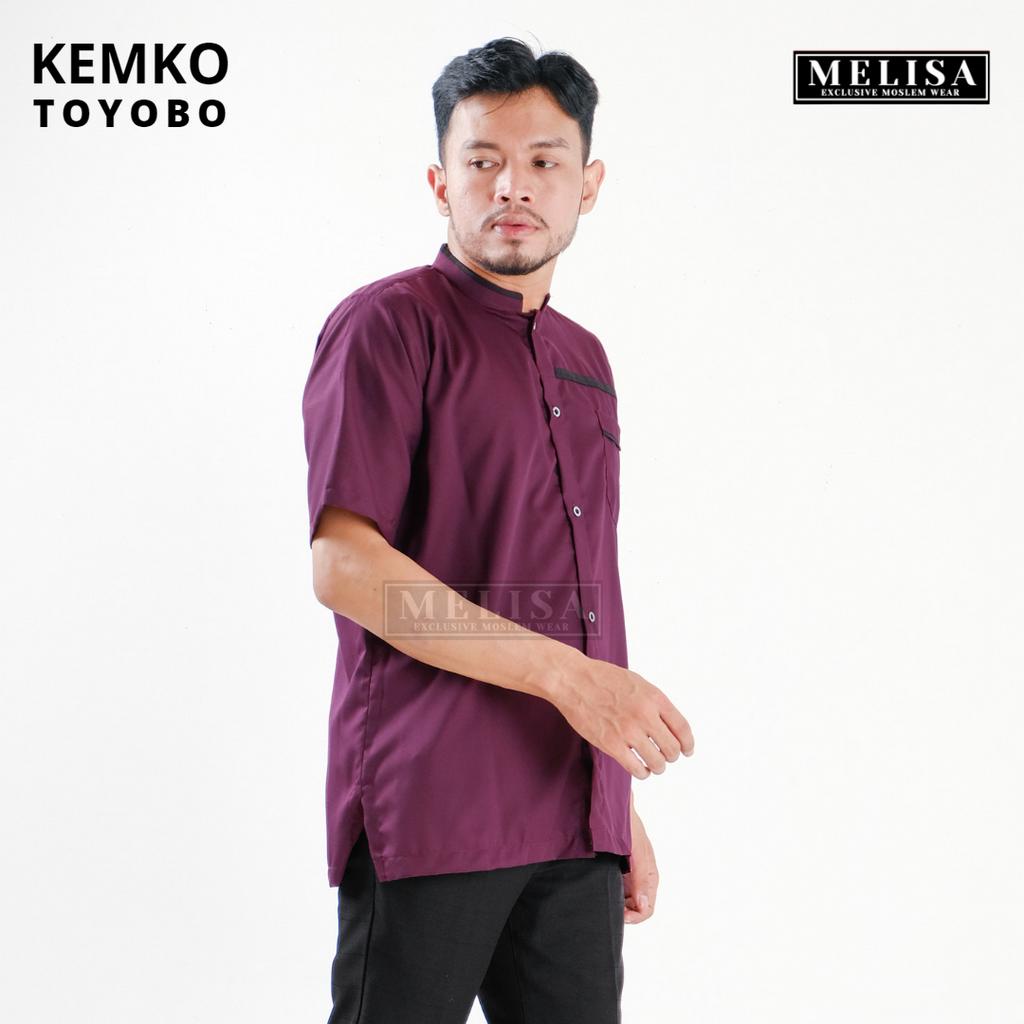 Baju Koko Pria Kemko Lengan Pendek Bahan Katun Toyobo Motip Simpel Dan Elegan Size M L XL Baju Muslim Polos Promo Baju Muslim Terbaru-Warna Magenta