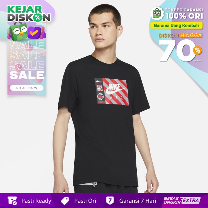 KAOS NIKE ORIGINAL PRIA SPORTSWEAR SWOOSH BY AIR - HITAM POPULER