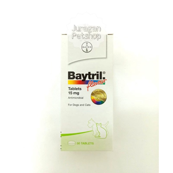 BAYTRIL 15 MG (1 TABLET) | Antibiotik Kucing/Anjing | Original Bayer 100%