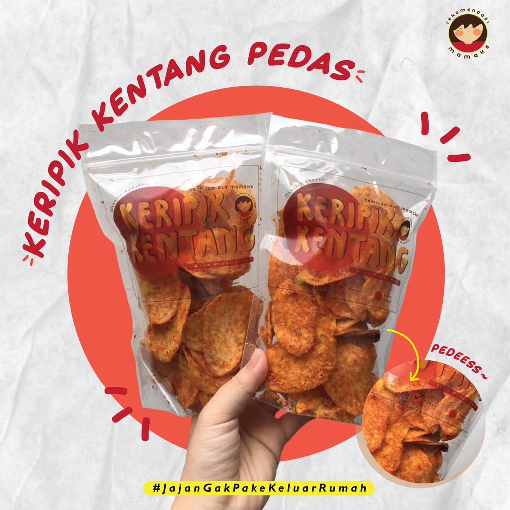 

[ Kantin Mamake ] KERIPIK / KRIPIK KENTANG PEDAS GURIH 65GR / 200GR