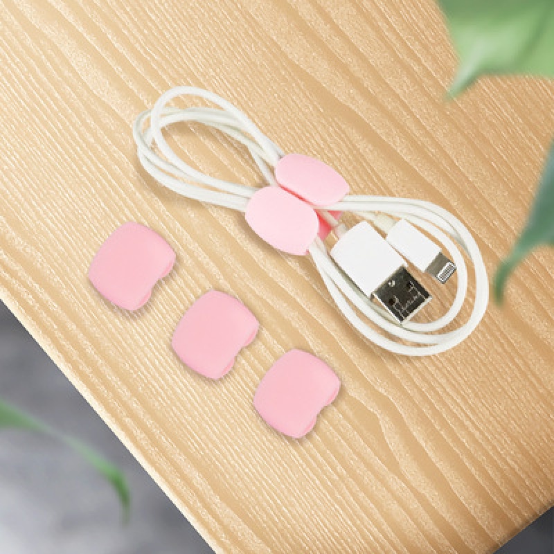 4pcs Klip Holder Kabel USB Charger Bentuk Bulat Untuk Meja