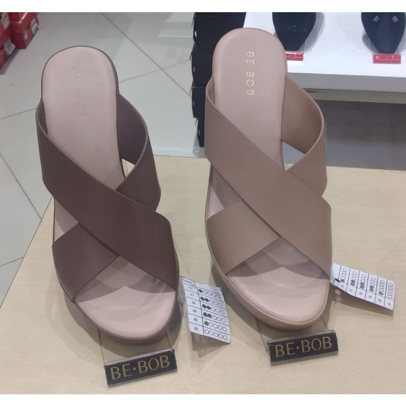 Sandal Wanita Comfort hak kotak tinggi 5cm ringan Be-bob