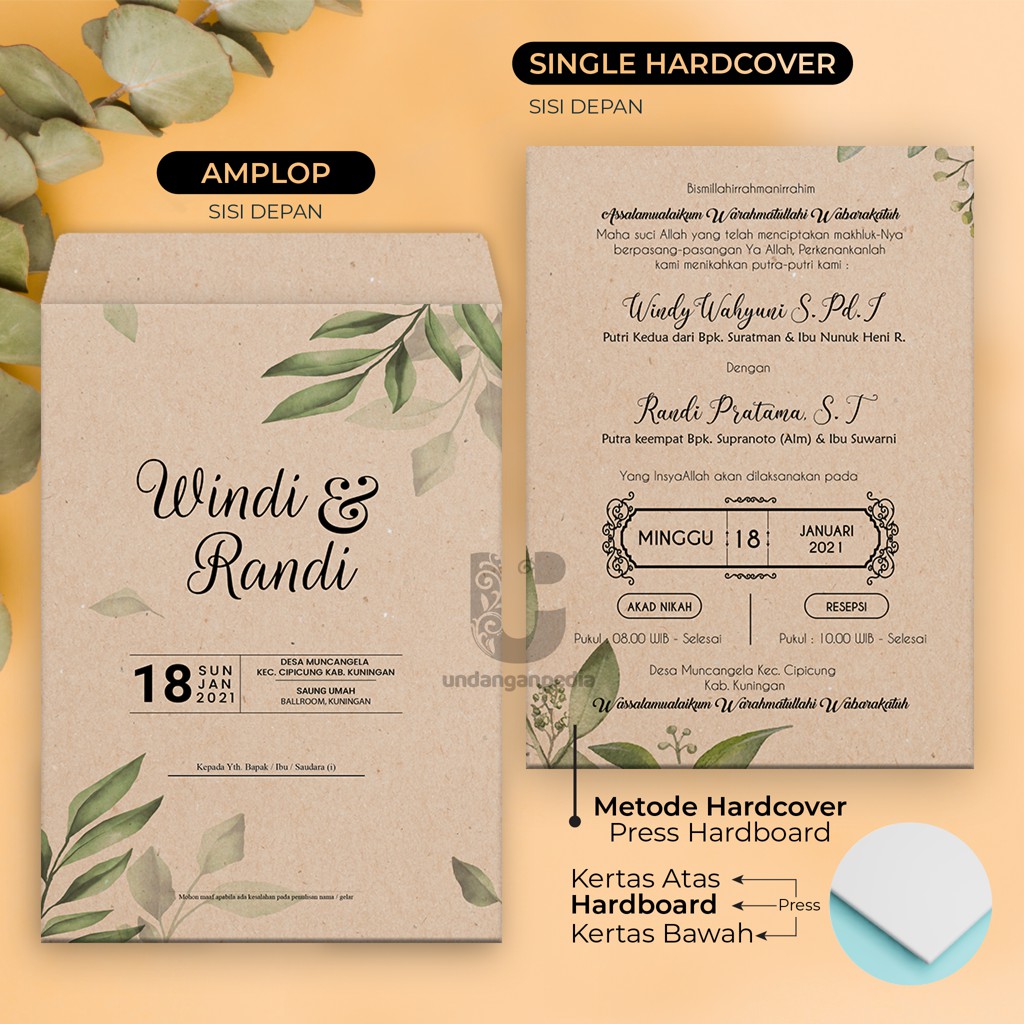 HARDCOVER + AMPLOP! FULL FREEONGKIR. UNDANGAN PERNIKAHAN TEBAL UNIK