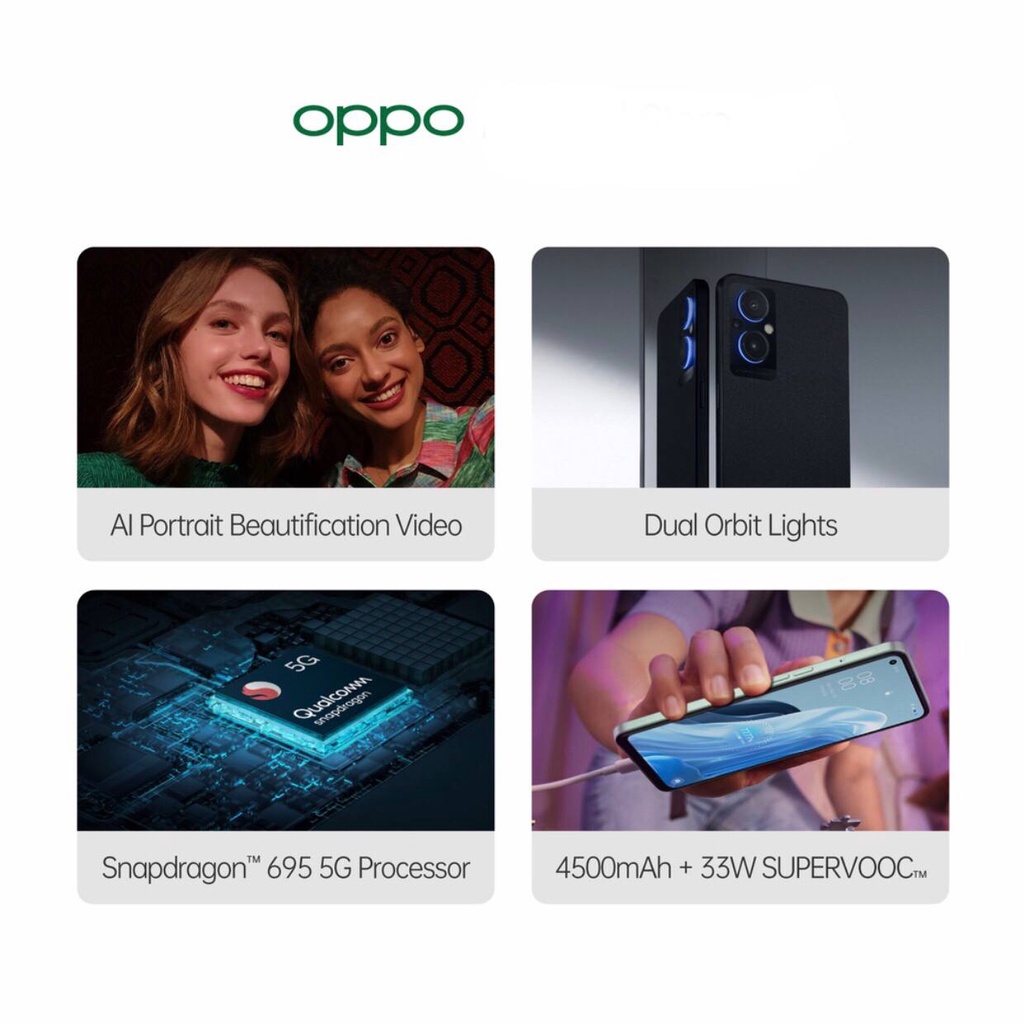 Oppo Reno7 Z 5G | Reno 7 Z 5G [8GB+128GB] Snapdragon 695 5G - 64MP Triple Camera - 6.43&quot; Amoled - 4500mAh Garanis Resmi Oppo 1 Tahun