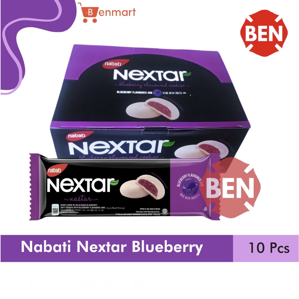 

Nabati Nextar Nastar BLUEBERRY 1 Pak Box 10 Pcs Selai Jam Soft Cookies