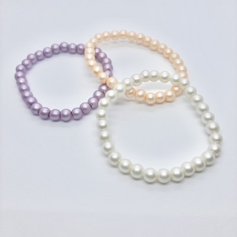 Gelang Mutiara Sintetis 6mm Warna Doff Pria Wanita Pearl Bracelet