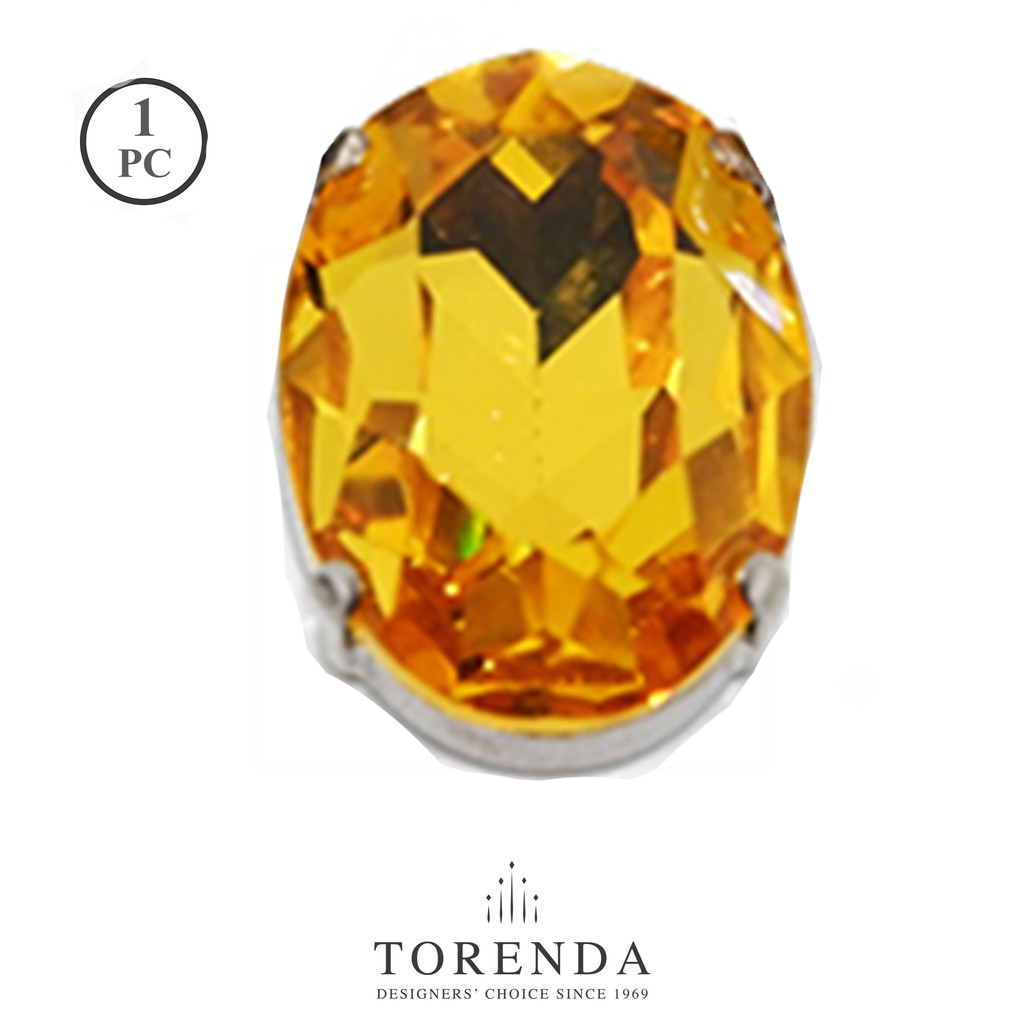 Batu Torenda Crystal Checo Oval Size 18x25 Kuning (Light Topaz) / Pcs