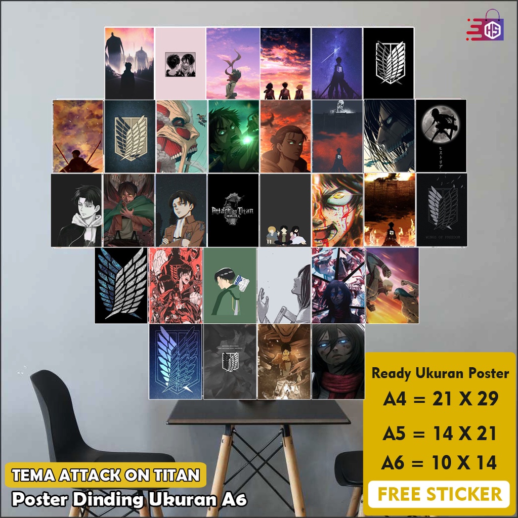 Poster Dinding Kamar Attack On Titan / Poster Kamar Attack On Titan / Foto Anime / Poster Dinding An