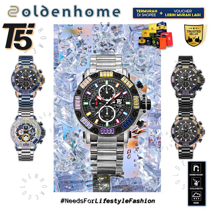 SALE JAM PRIA T5 GEMSTONE ORIGINAL 100% 3884 H3884 H3884G CHRONOGRAPH STAINLESS WATERPROOF 3ATM BERG