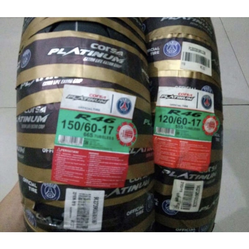 paketan ban luar corsa platinum r46 ukuran 120/60-17 & 150/60-17 tubeless