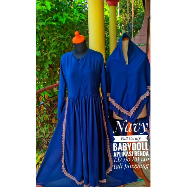 Set gamis syar'i baju muslim full ceruty renda