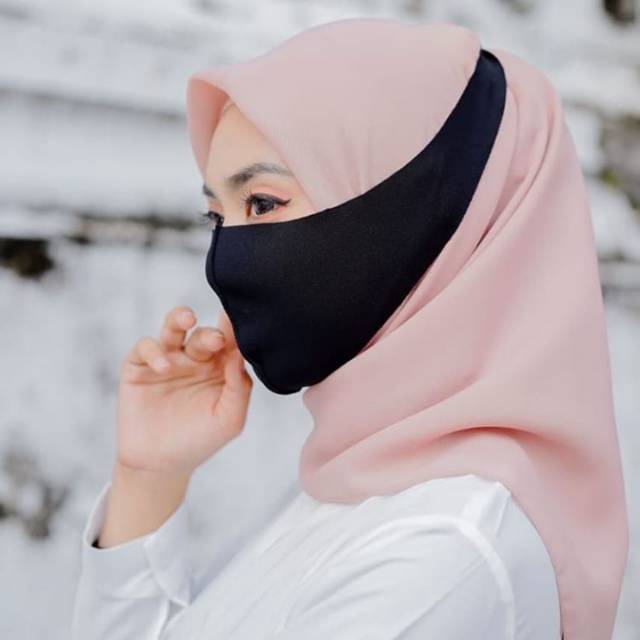 Masker Scuba Hijab Washable Model Nempel Aneka Warna