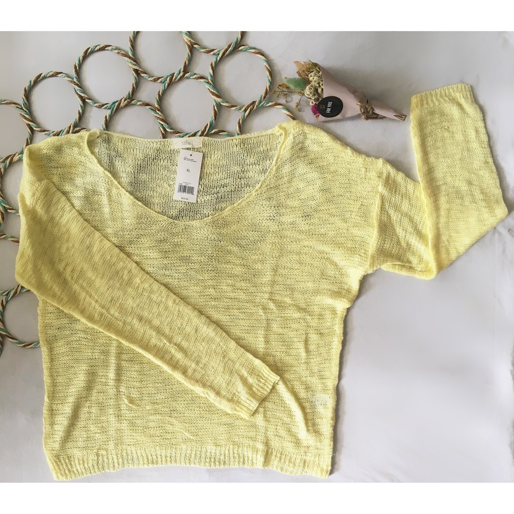 Outer Rajut wanita| Sweater Lengan Panjang| Outer Kuning