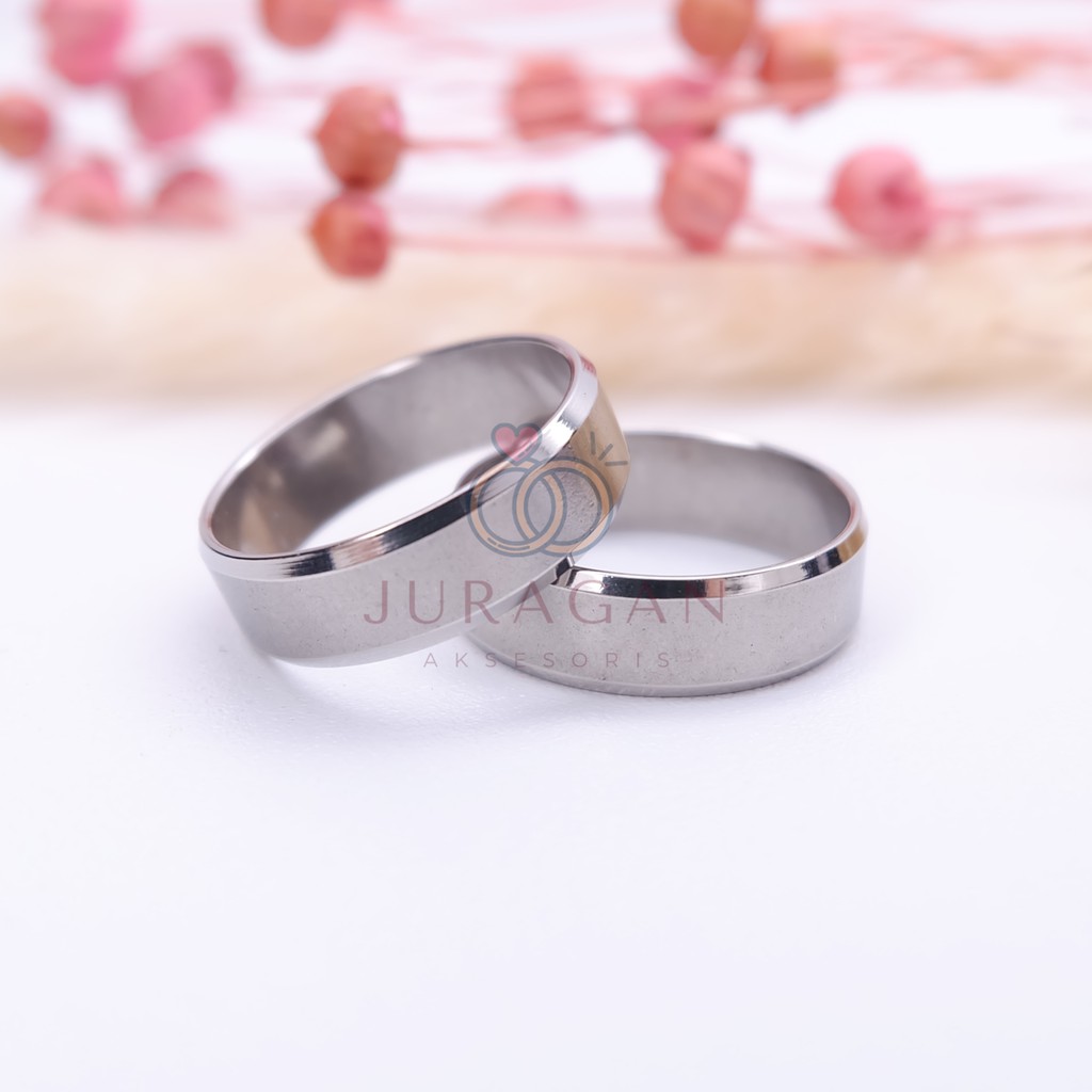 [UKIR NAMA + BOX HATI] Cincin Couple BUCIN Titanium M57 BONUS Gelang Couple