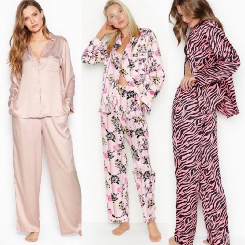 VICT*RIA S*CRET SATIN  LONG PAJAMAS SET (Baca Desbox)