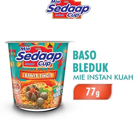 Mie Sedaap Cup / Mie Kuah Instan / Mi Cabe Rawit / Rasa Baso Bleduk 77g