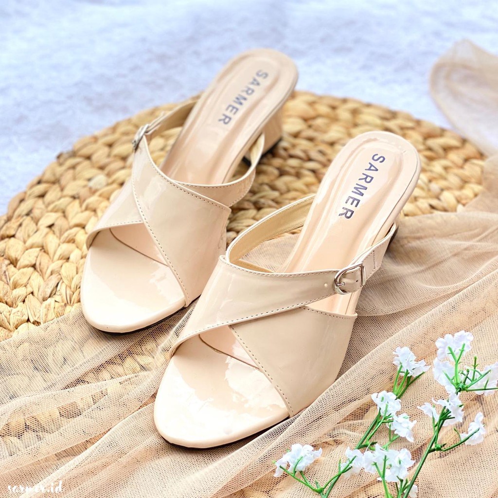 Sepatu Hak Tinggi Wanita Korea Fashion Pesta Kondangan Elegan Tre Jp823 Heels Jens - Biru Muda, 37 S