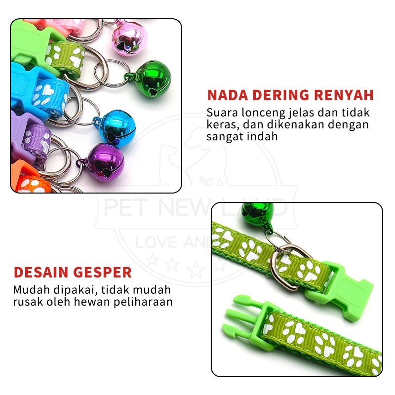 Kalung Kucing Kalung Anjing Bermotif Jejak Kucing Lonceng Pet Collar Aksesoris Hewan