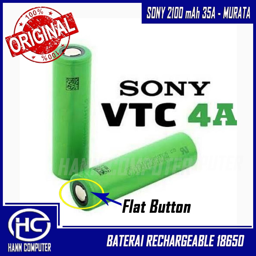 BATERAI SONY VTC 4A 18650 35A Murata ORIGINAL AUTHENTIC  for SENTER, POWER BANK, VAPE, LASER - SUNAT