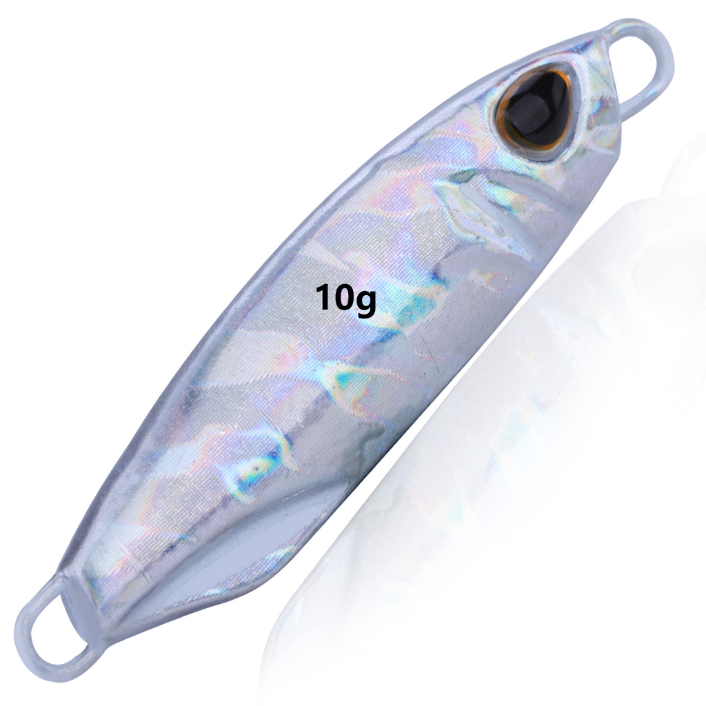 Sougayilang Fishing Lure Micro Metal Jigging Lure Artificial Laser Buatan Tangan Jig Sinking Bait Umpan Pancing Lure Plat Besi Fishing Baits-Color 1# 10g