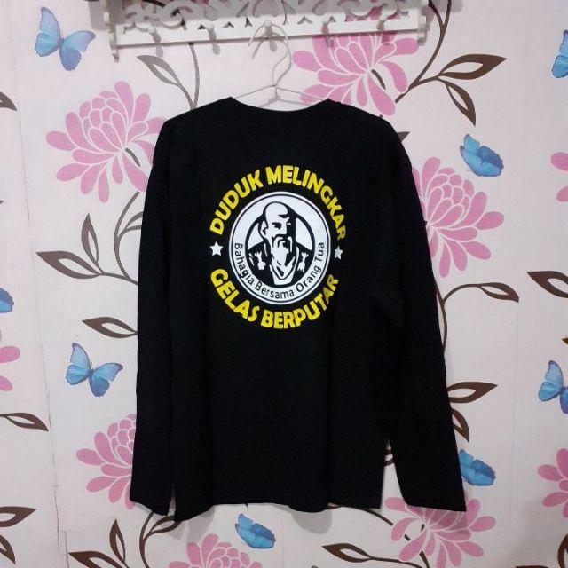 Kaos Cap Orang Tua Duduk Melingkar Gelas Berputar Bahagia Bersama Orang Tua Sablon Pu