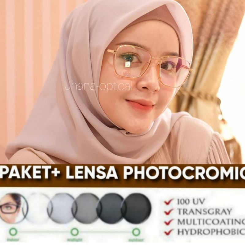 kacamata wanita paket lensa minus anti radiasi|Frame lensa photocromic