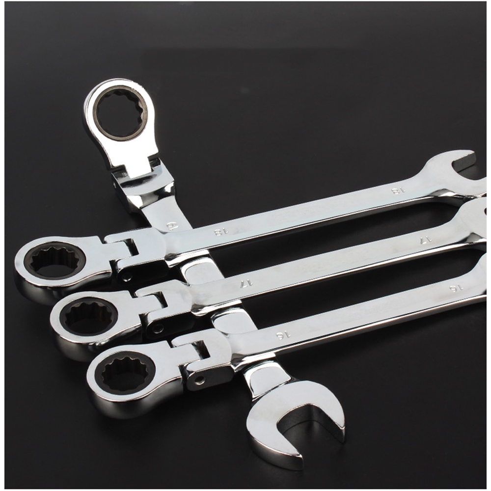 gs8 oloey kunci pas dual head combination ratchet wrench flexible head 8mm - cl6-24 - silver Pro