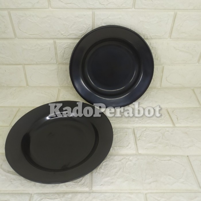 piring makan melamine unica hitam m109 - piring makna hitam melamin