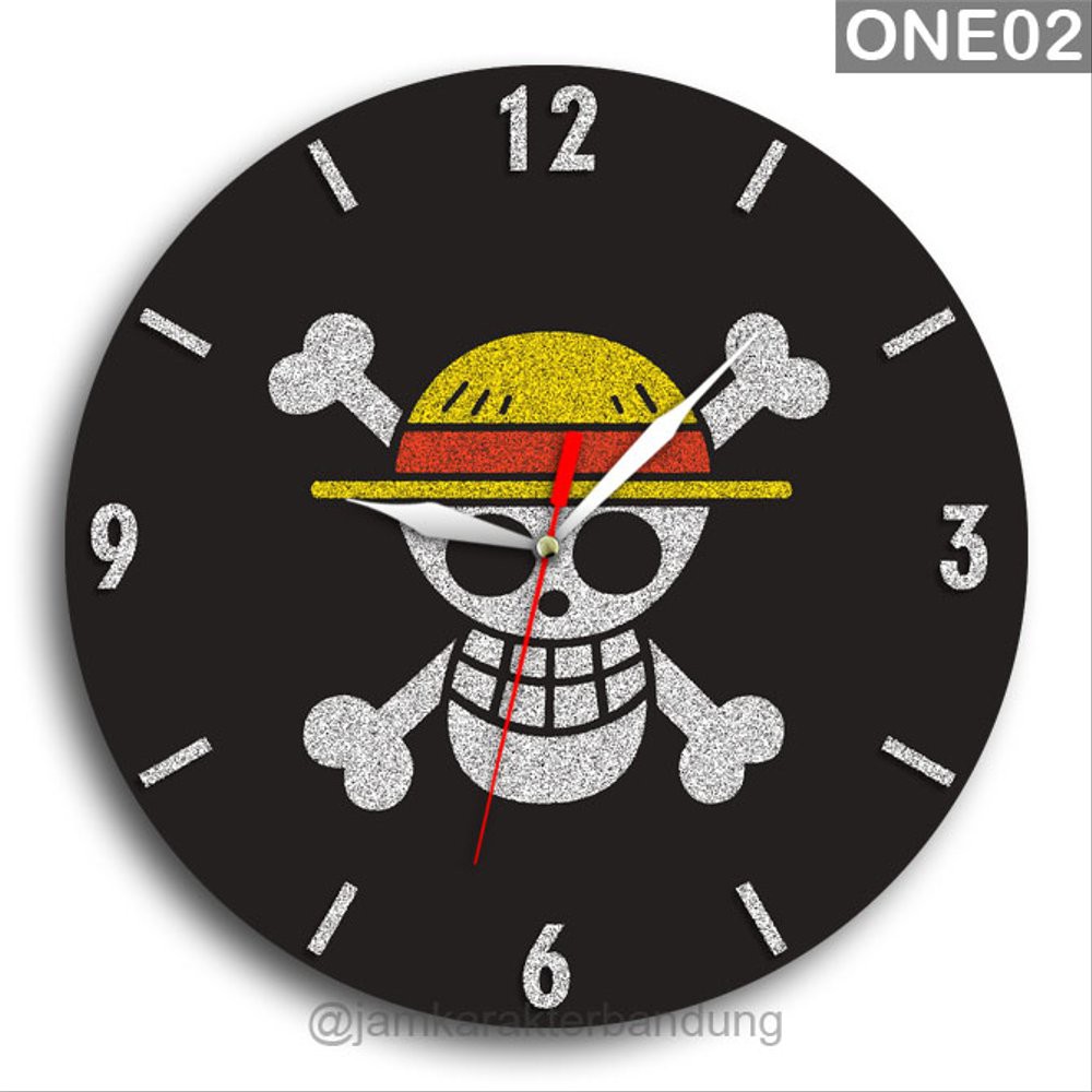  JAM  DINDING ONE PIECE LOGO  ANIME KARTUN KAYU  UNIK ONE02 