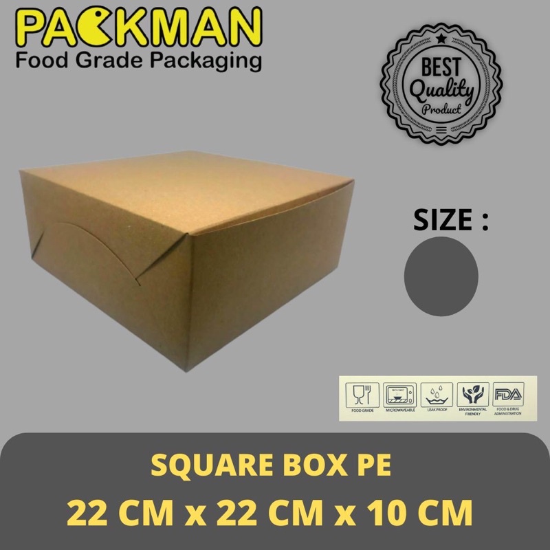 

BOX KRAFT / DOS CAKE ROTI / DUS KOTAK MAKANAN / KUE 22x22x10 - LAMINASI PE