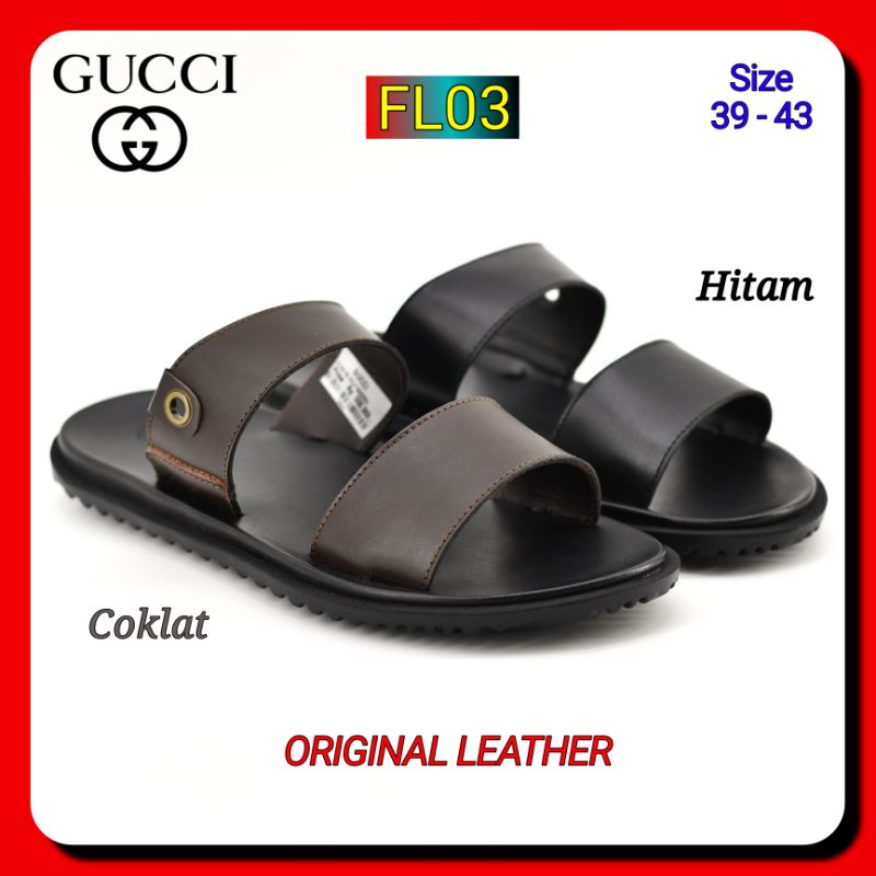 Sandal Pria GUCCI FL03 Kulit Asli