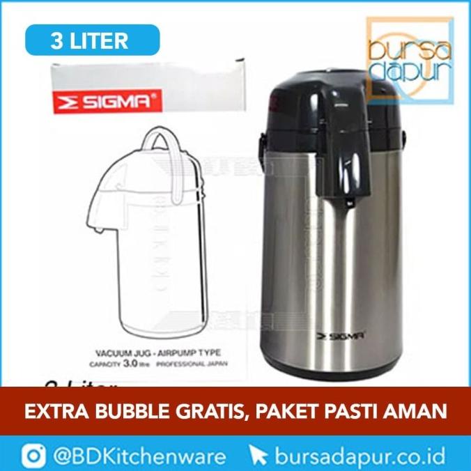 Sigma Termos Vacum Jug 3 Liter - Silver Brown - Termos Pompa Air Panas