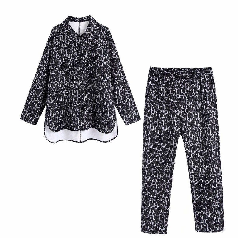 Setelan Wanita Motif Animal Print Blouse Wanita Motif Leopard Leopard Pattern Set