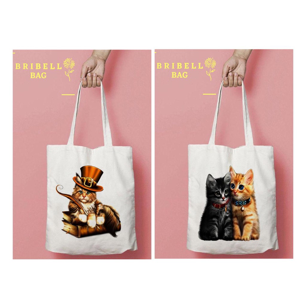 Tote Bag Kanvas Bergambar - Classy Cat