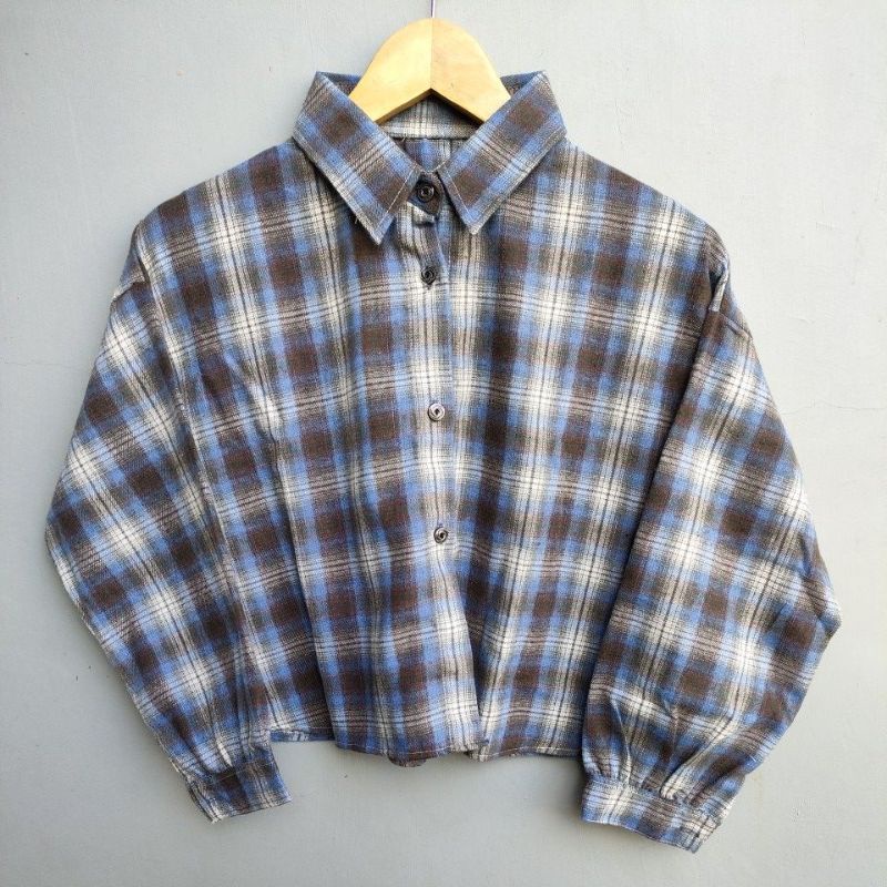 crop top tartan / crop top flanel / kemeja crop wanita-Motif 09