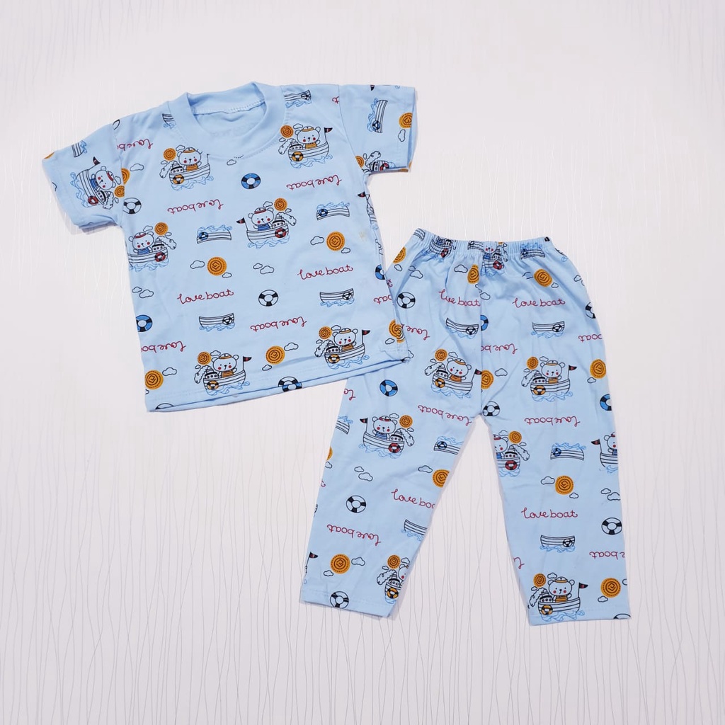 Baju Bayi Motif Boat Setelan Oblong Anak Baby Alicia