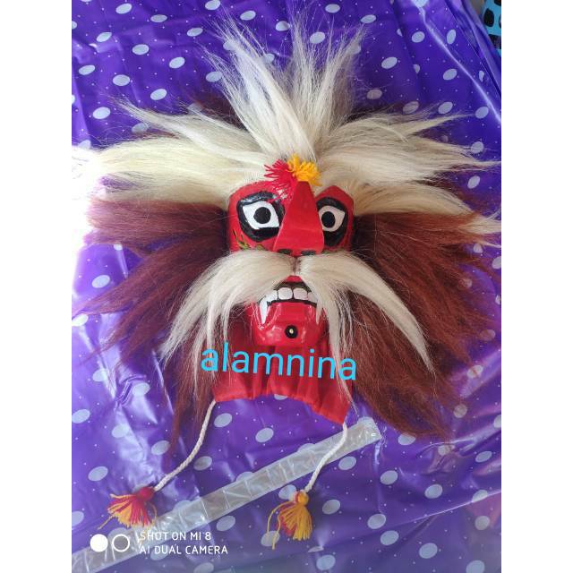 Topeng ganongan bujang ganong rambut sintetis