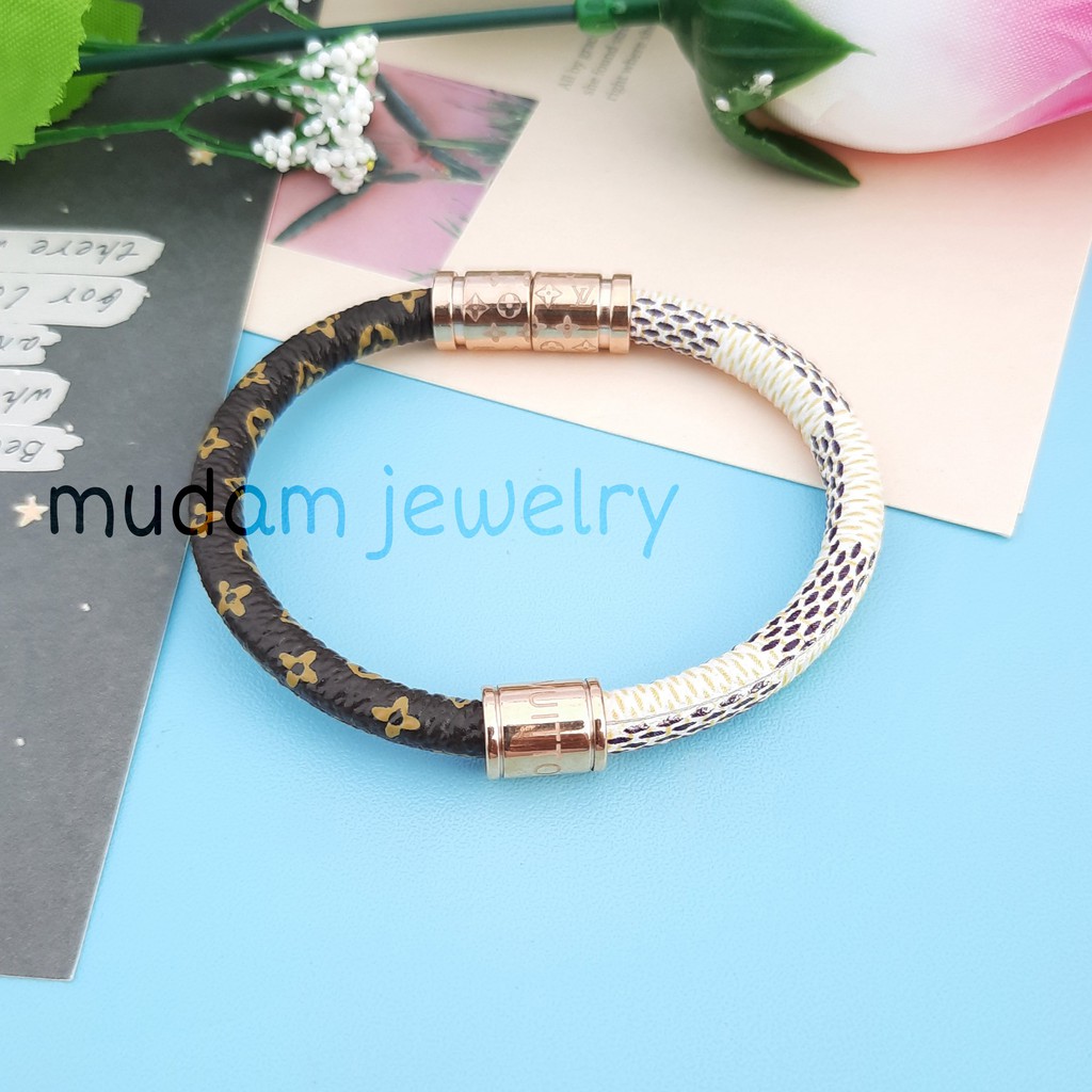 Gelang Model Kulit L* Mono dan Combinasi Magnet Tersedia Warna Gold dan Rose Gold