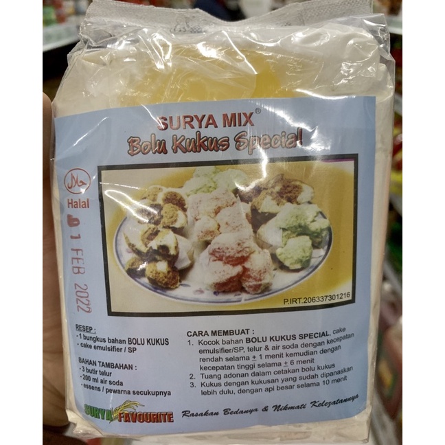 

Bahan/Resep/Premix Surya Mix Bolu Kukus 500g ANTI GAGAL