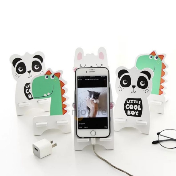 STAND HOLDER HP KAYU / PHONE HOLDER HP - DUDUKAN HP KARAKTER
