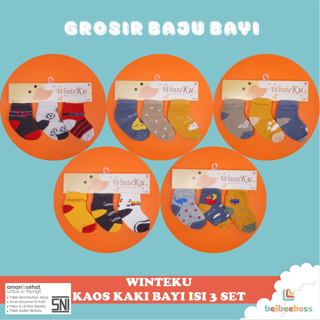 KAOS KAKI WINTEKU BABY KINGDOM BAYI   / KAOS KAKI BAYI MOTIF / GROSIR/  BOY/GIRL