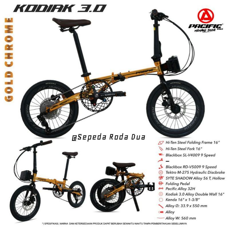 sepeda lipat 16 inch kodiak 3.0 Pacific