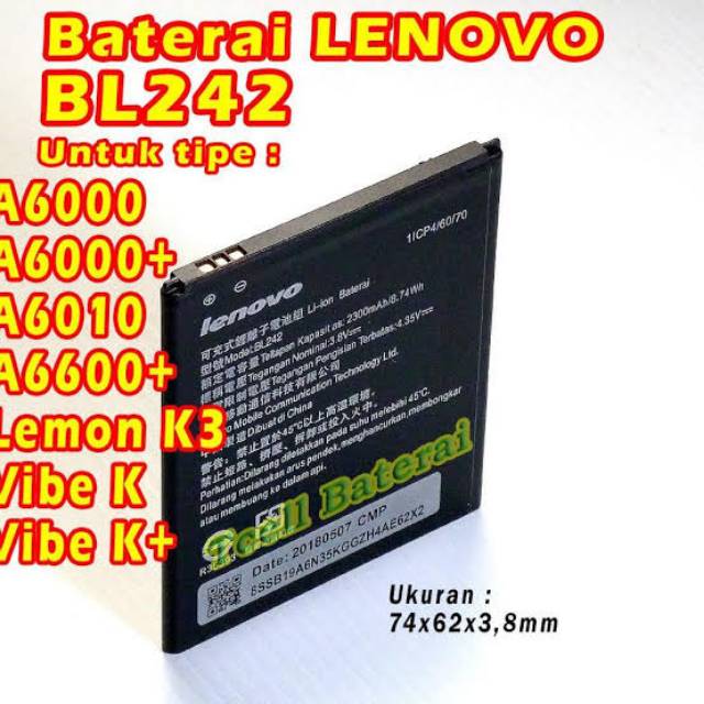 BATRE LENOVO A6000 A6600 6600 PLUS